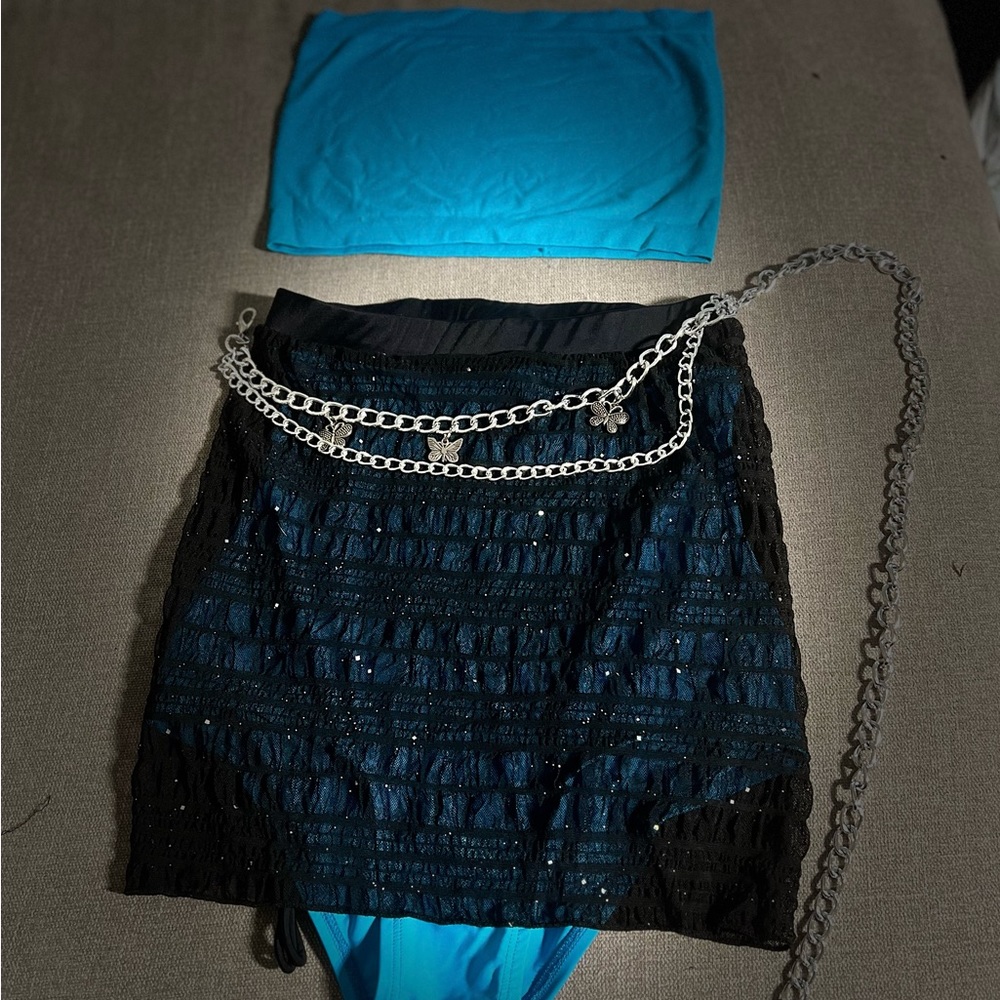festival rave outfit, turquoise